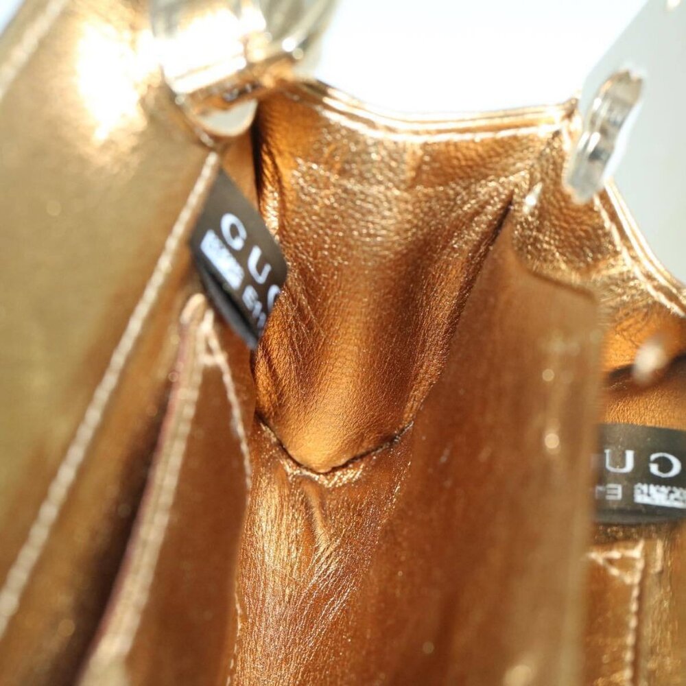 GUCCI Interlocking Clutch Bag Leather Gold - Picture 15 of 16